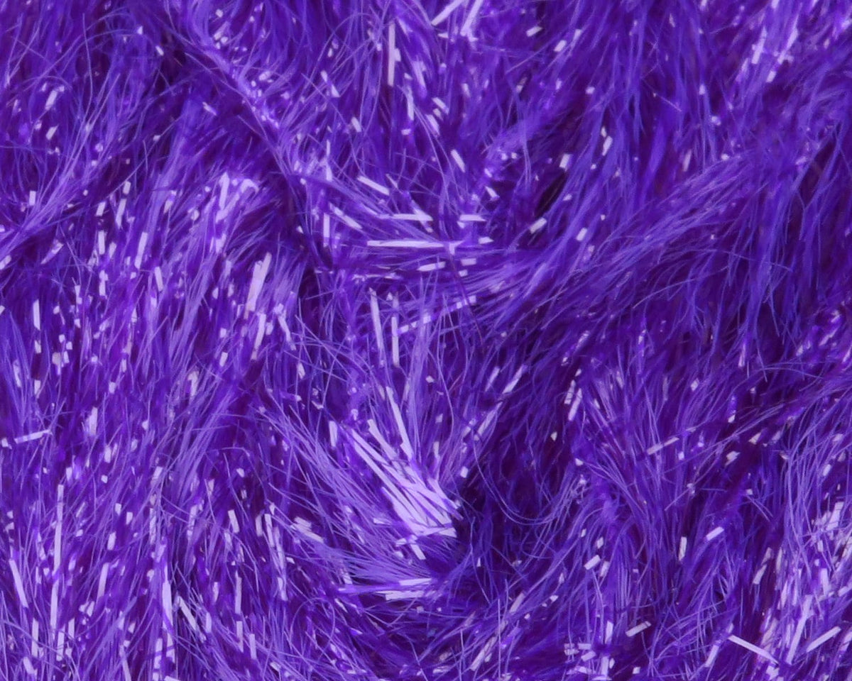 Purple Chocklett's Finesse chenille with fluffy synthetic fibers and sparkling tinsel strands for fly tying
