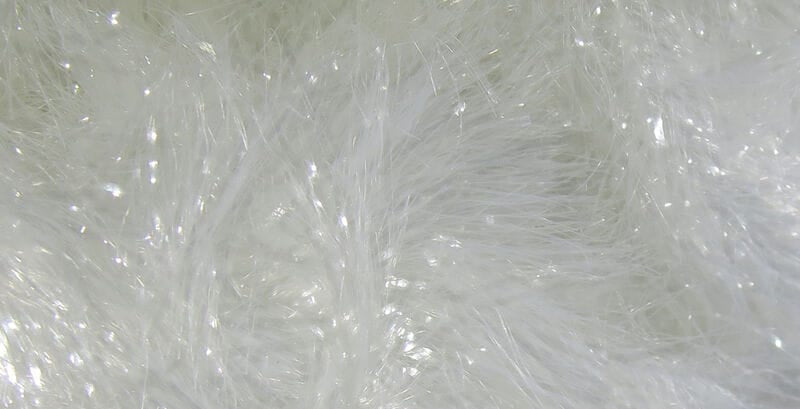 White iridescent synthetic Chocklett's Finesse body chenille with fluffy fiber strands for fly tying