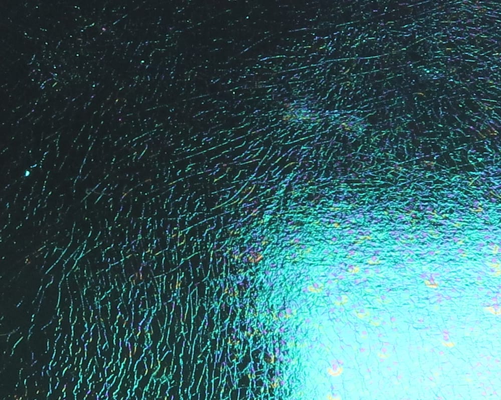 Iridescent teal-green Chocklett's Loco Foam with crackled texture, holographic fly tying foam for flies
