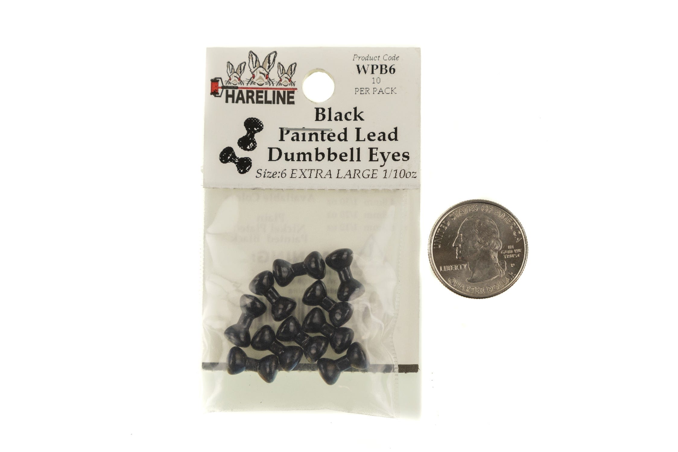 Hareline Black Painted Lead Dumbbell Eyes