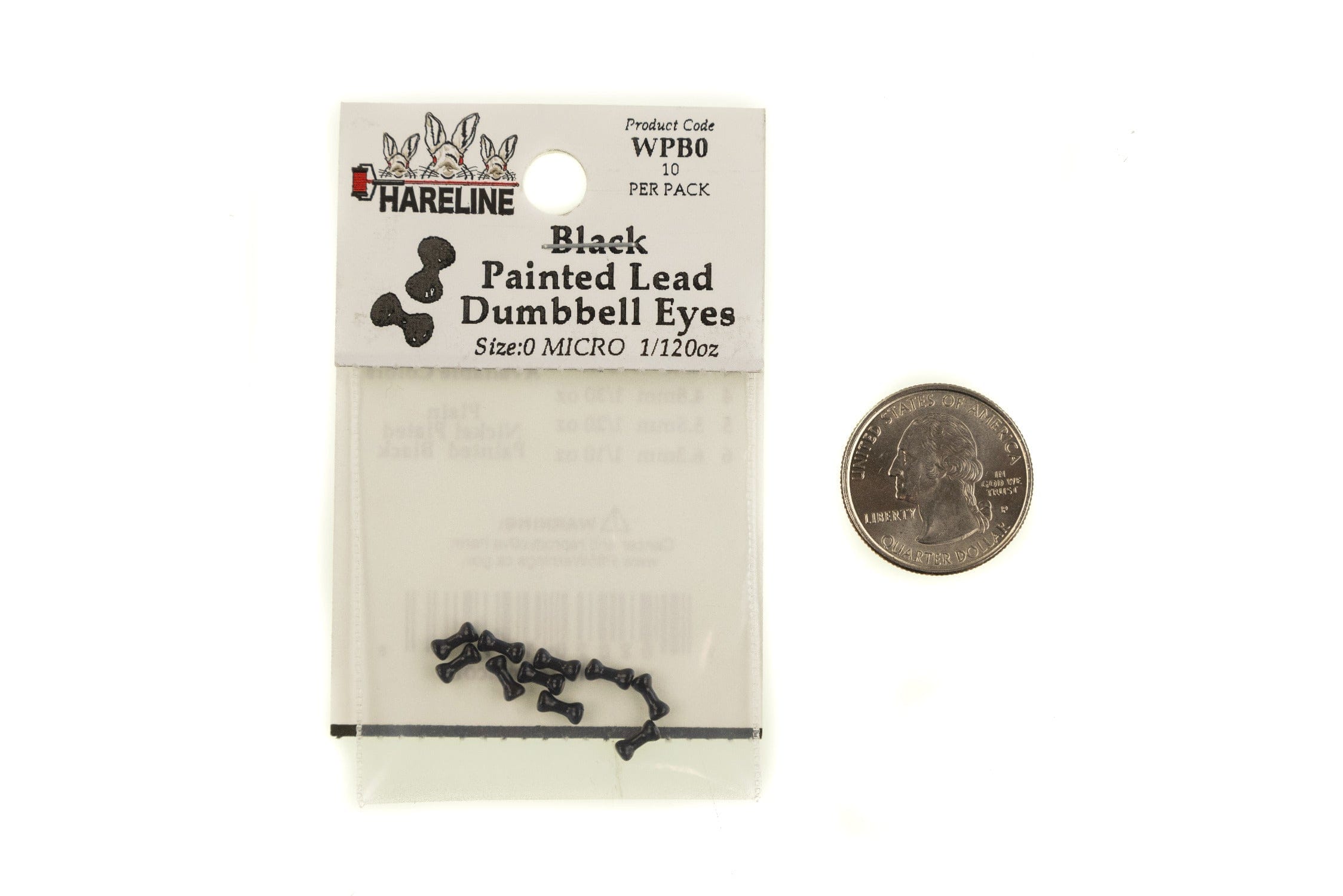 Hareline Black Painted Lead Dumbbell Eyes