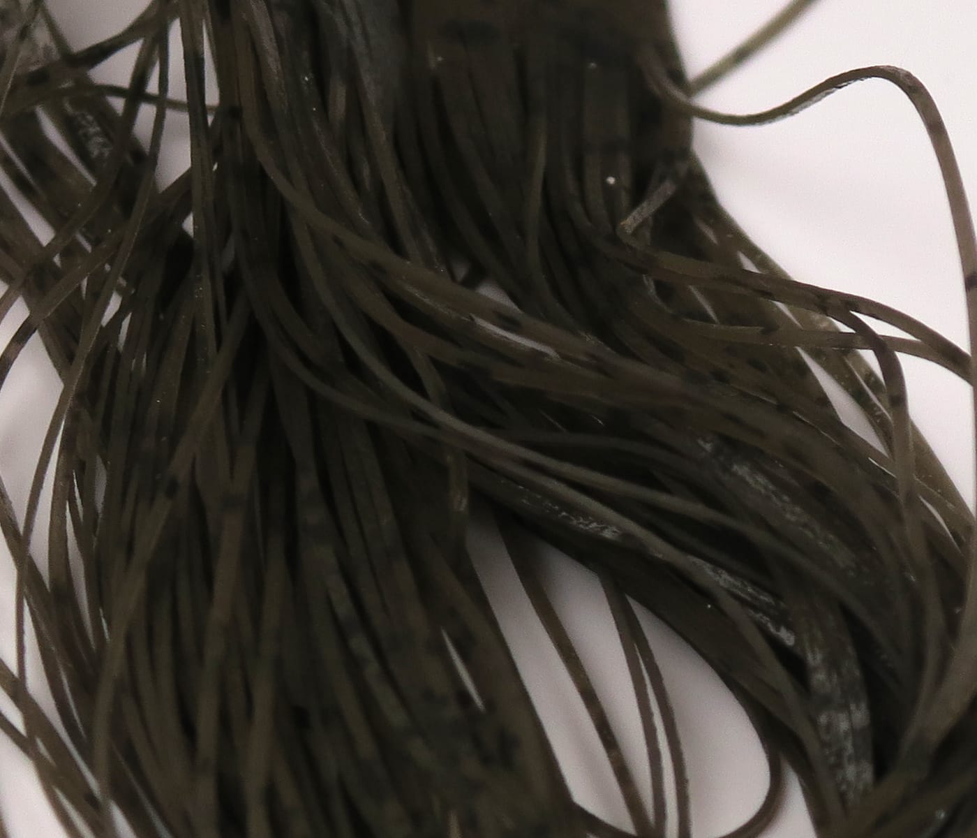 Dark olive synthetic nymph legs, thin flexible rubber strands for fly tying, Hareline Buggy