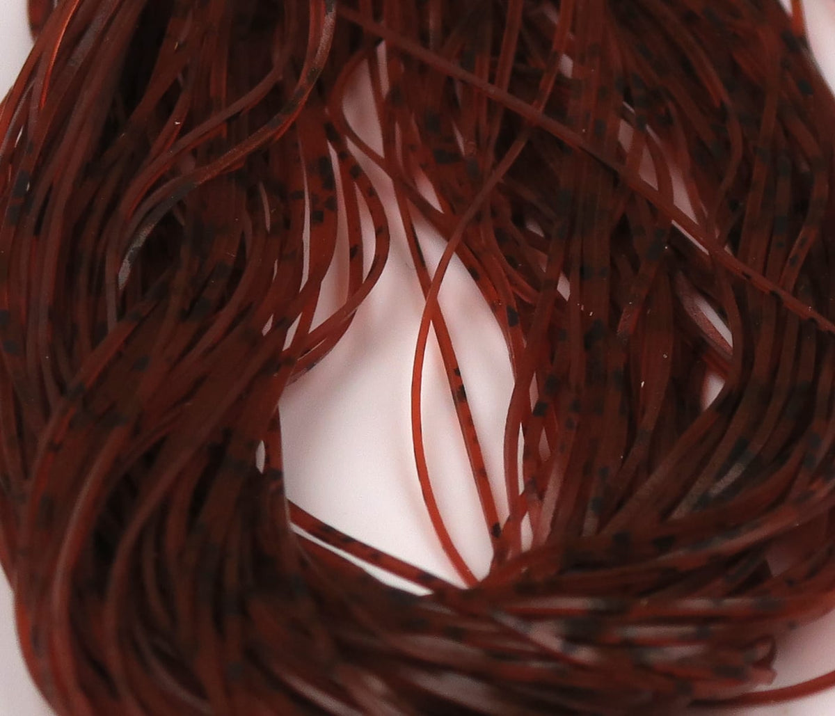 Reddish brown speckled rubber nymph legs with thin flexible strands for fly tying
