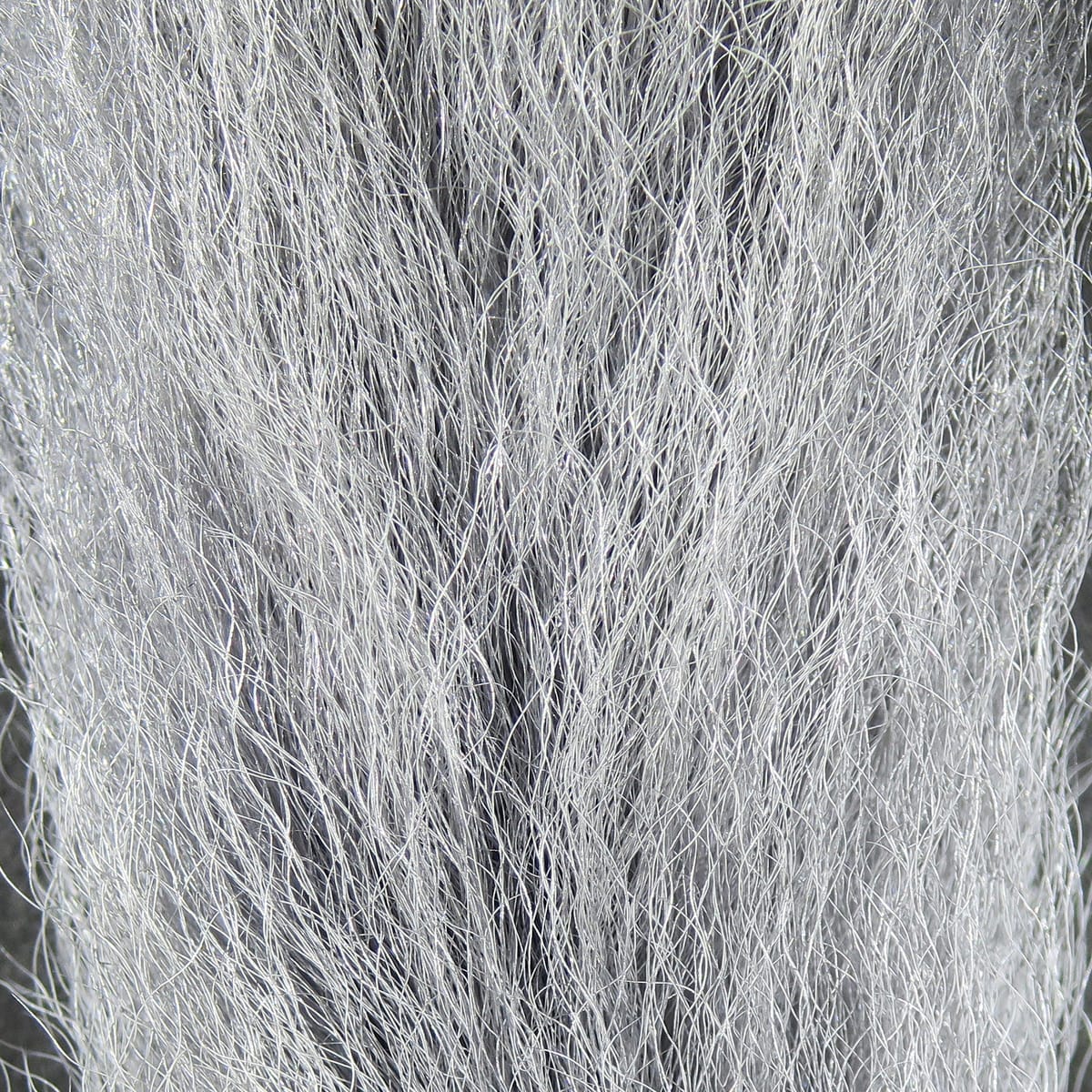 Silver-gray Hareline calf tails — long fine natural hair strands for fly tying