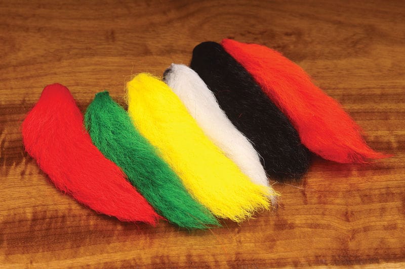 Hareline calf tails, soft colored fur (red, green, yellow, white, black, orange) for fly tying and streamers