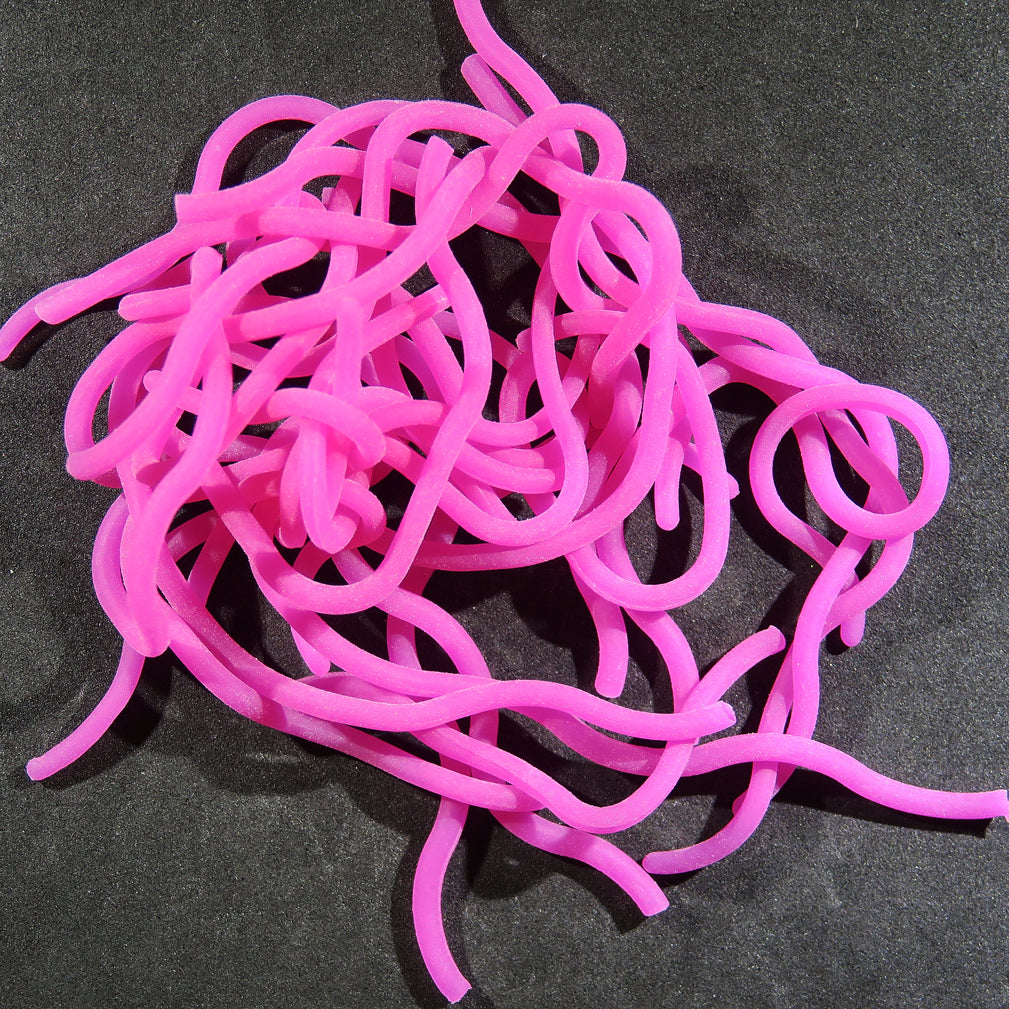 Hareline Caster's Squirmito neon pink silicone squirmy worm strands for fly tying