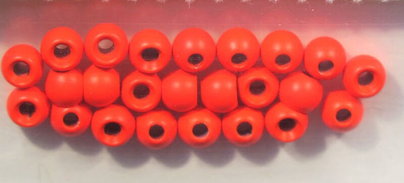 Hareline Dazzle bright orange brass fly tying beads, smooth round beads with large center holes