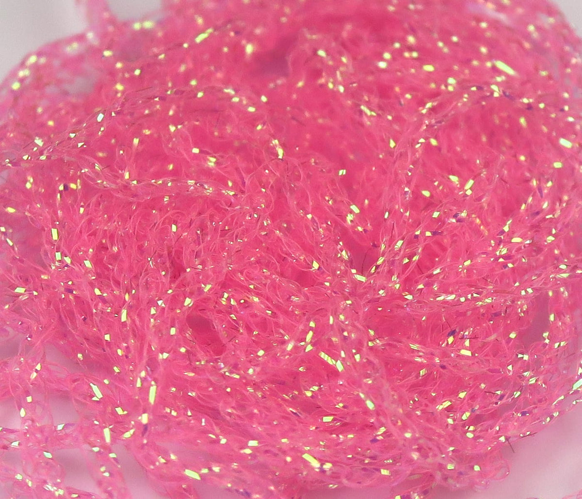 Hareline Diamond Braid hot pink iridescent synthetic braid for fly tying with sparkling reflective flashes