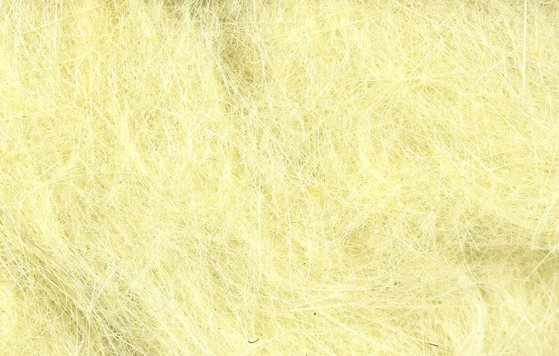 Pale chartreuse dubbin with fine wispy synthetic fibers and subtle sheen for fly tying