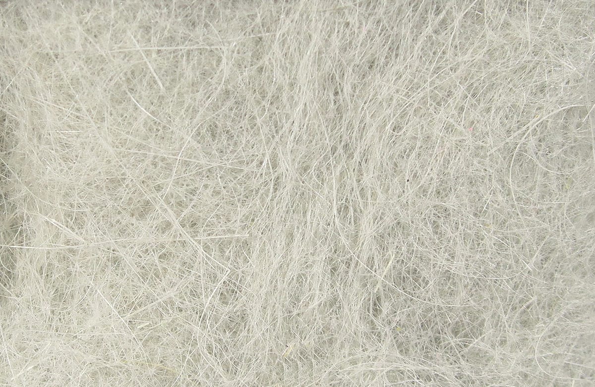 Light gray Hareline dubbin: fine wispy hare dubbing fibers with subtle sheen for fly tying