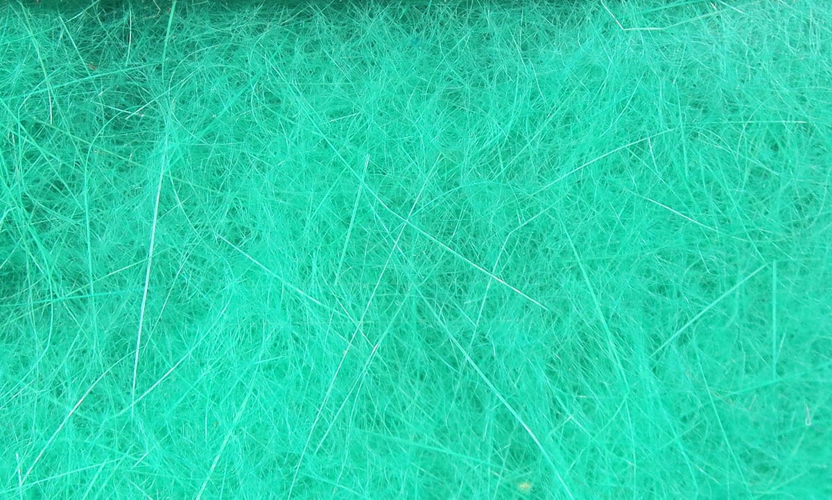 Turquoise Hareline Dubbin fibers, wispy fine hare-style synthetic strands for fly tying