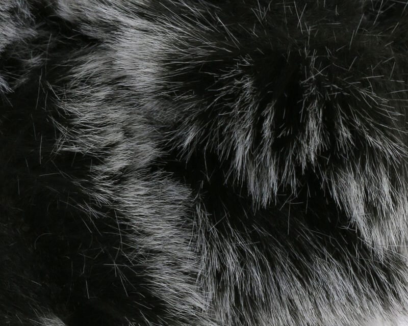 Black and silver long-haired rabbit fur strips, soft glossy guard hairs and dense underfur for fly tying