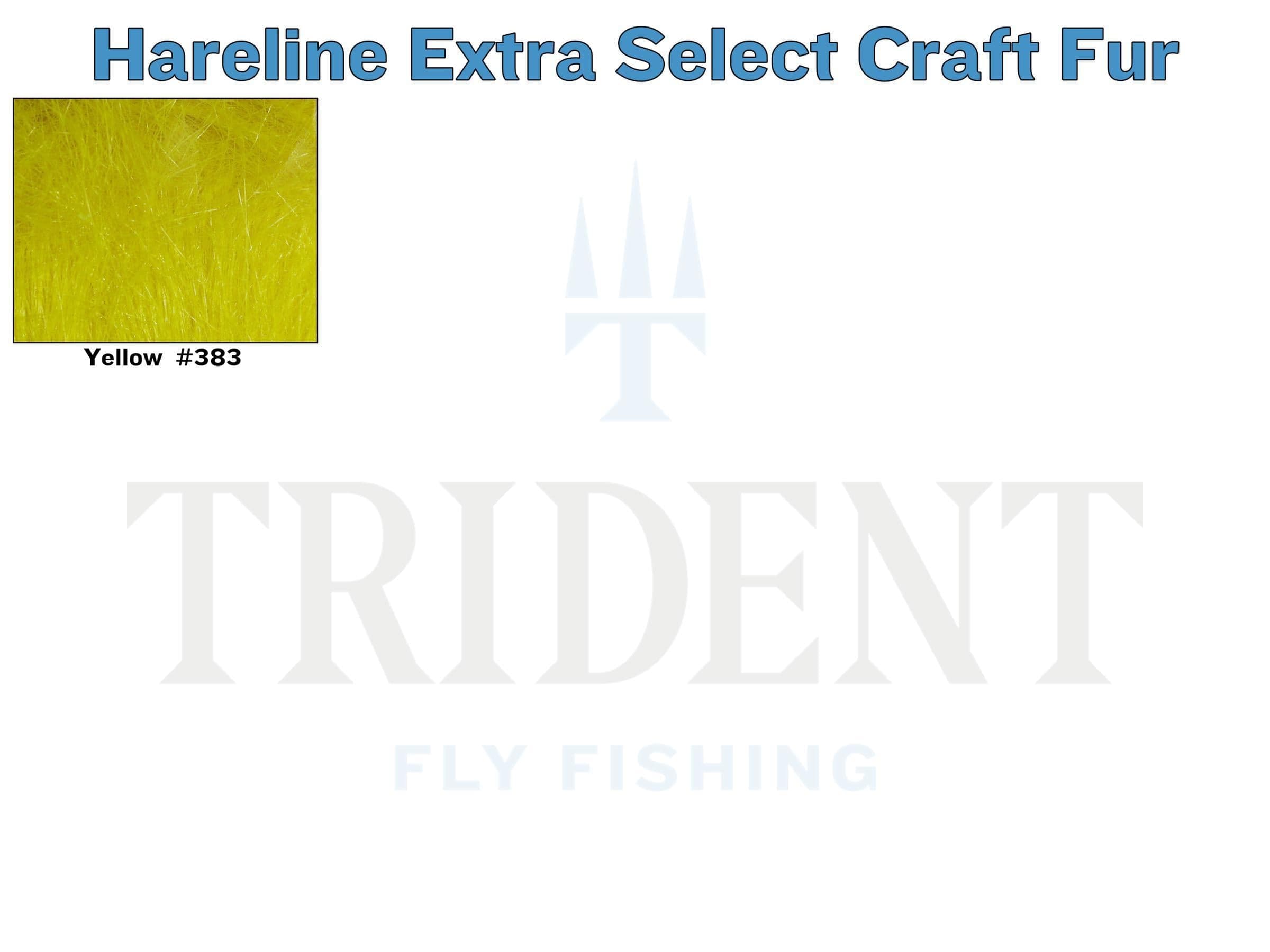 Bright yellow Hareline Extra Select craft fur swatch with fine synthetic fibers and subtle reflective flash for fly tying