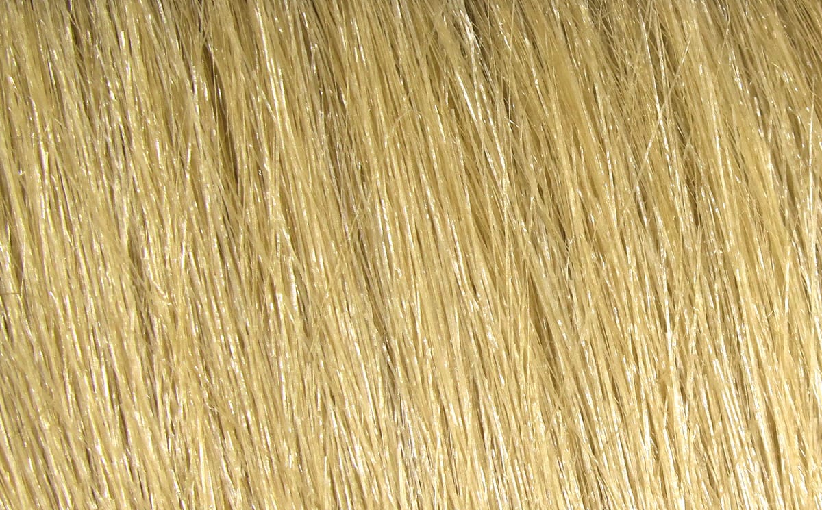 Blonde Extra Select craft fur from Hareline, long glossy tan fibers for fly tying