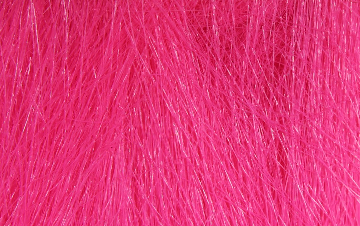 Bright hot pink extra select craft fur with long silky synthetic fibers and subtle sheen for fly tying