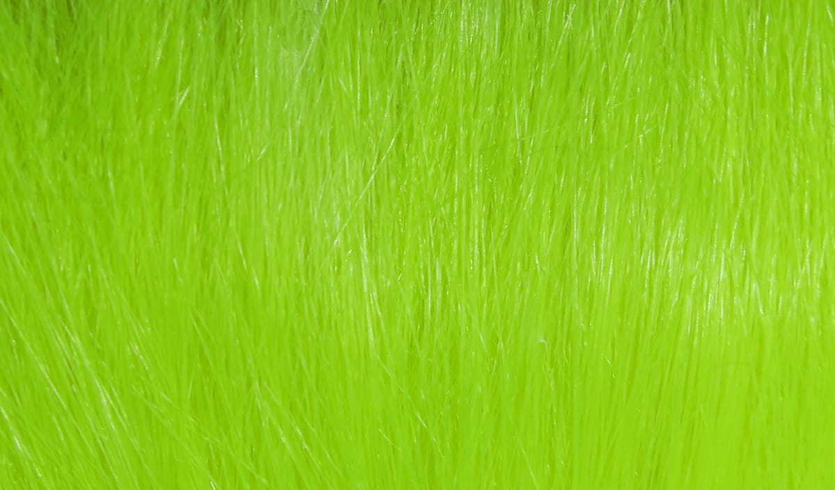 Fluorescent chartreuse Hareline Extra Select craft fur with glossy long synthetic fibers for fly tying