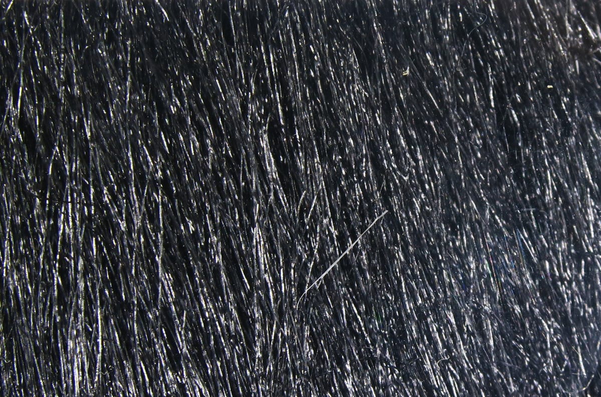 Deep black Hareline Extra Select craft fur, glossy dense fine hairs for fly tying and lure bodies