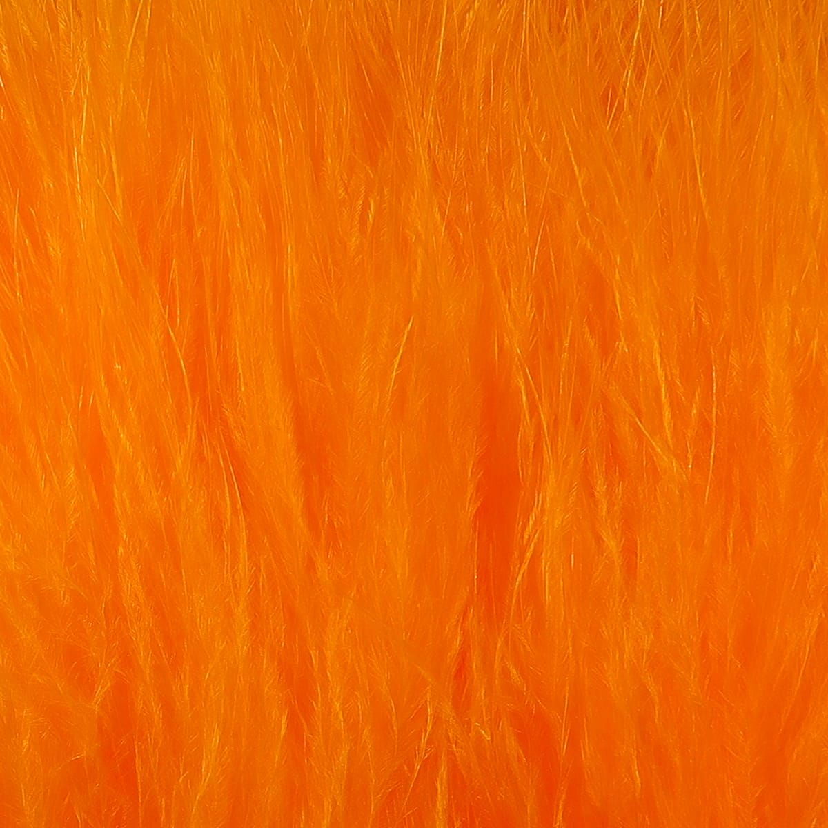Bright orange Hareline marabou feathers, soft fluffy filaments for fly tying, long tapered fibers