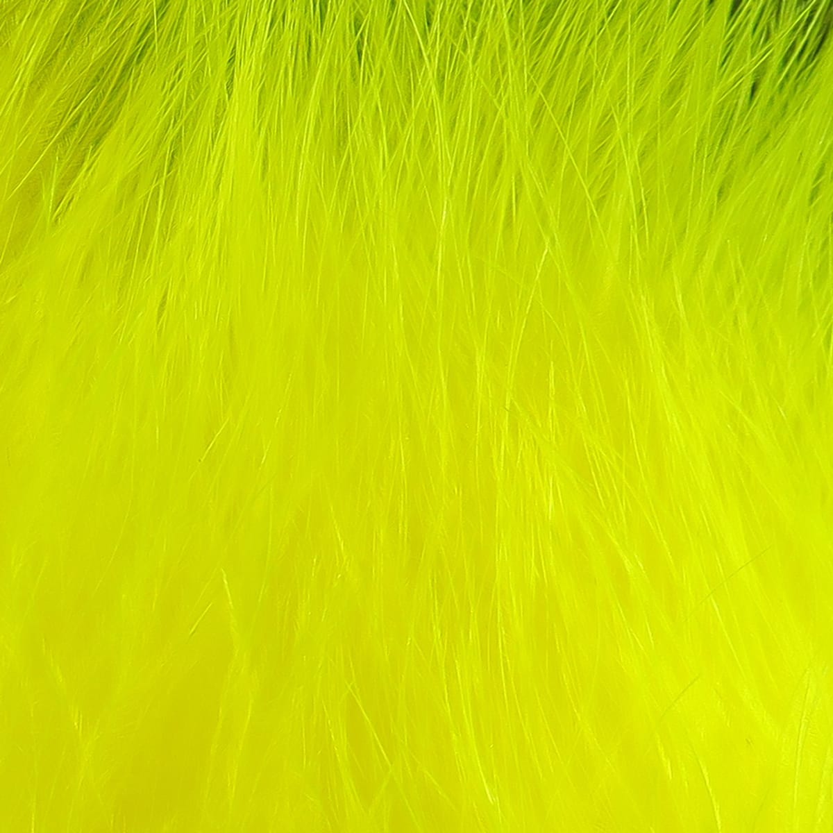 Bright chartreuse marabou feathers with soft, fluffy long strands for fly tying