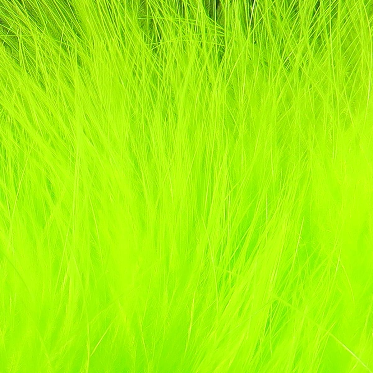 Hareline Extra Select chartreuse marabou feathers, soft fluffy fibers with long wispy filaments for fly tying