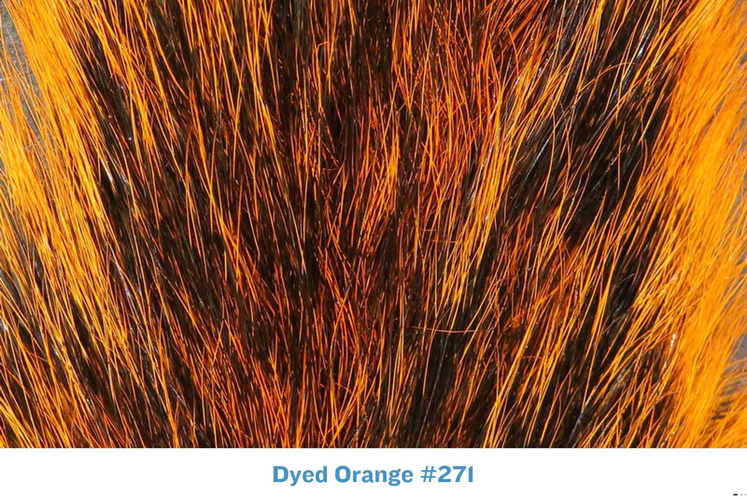 Hareline dyed orange fox squirrel tail with black base and bright orange guard hairs, long natural fur for fly tying