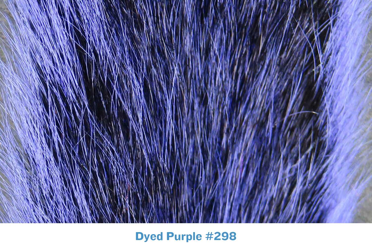Dyed purple fox squirrel tail fur, close-up showing long silky guard hairs with darker roots for fly tying
