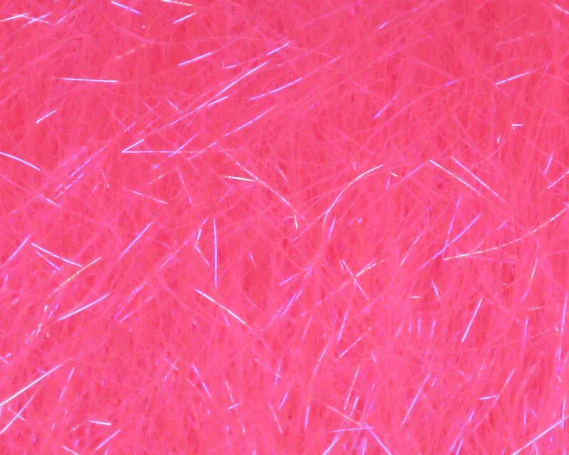 Hareline Ice Dub shimmer fringe in hot pink synthetic fibers with iridescent sparkle strands for fly tying