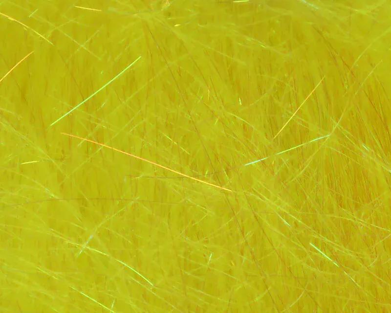 Chartreuse yellow synthetic Ice Dub shimmer fringe with long iridescent tinsel strands for fly tying