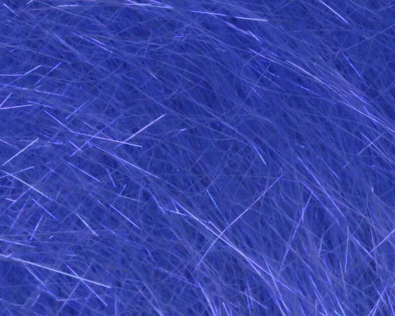 Blue Hareline Ice Dub shimmer fringe, fine synthetic fibers with iridescent tinsel strands for fly tying.