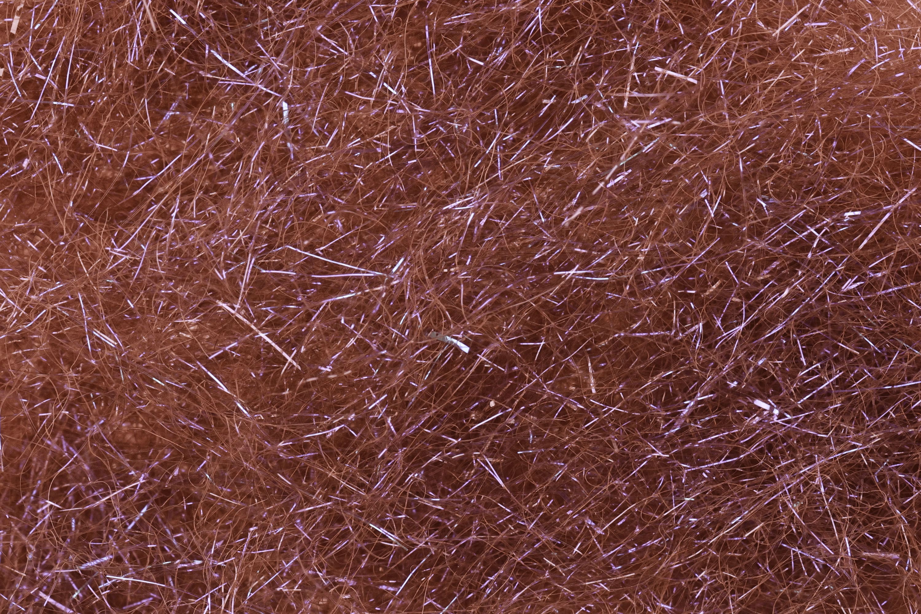 Hareline Ice Dubbing copper brown synthetic fiber with iridescent flash tinsel for fly tying