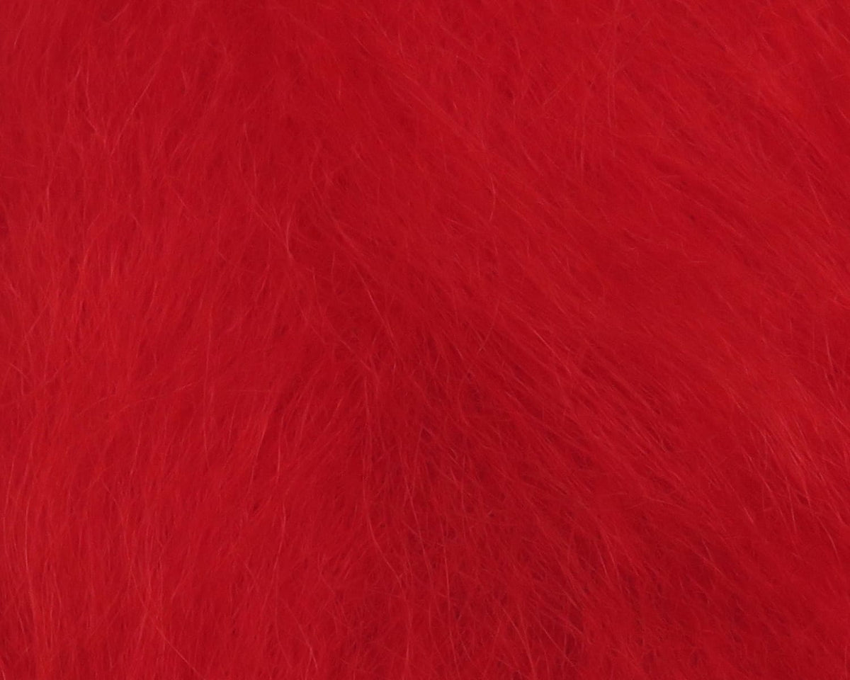 Bright red Icelandic sheep hair with long silky fluffy fibers for fly tying