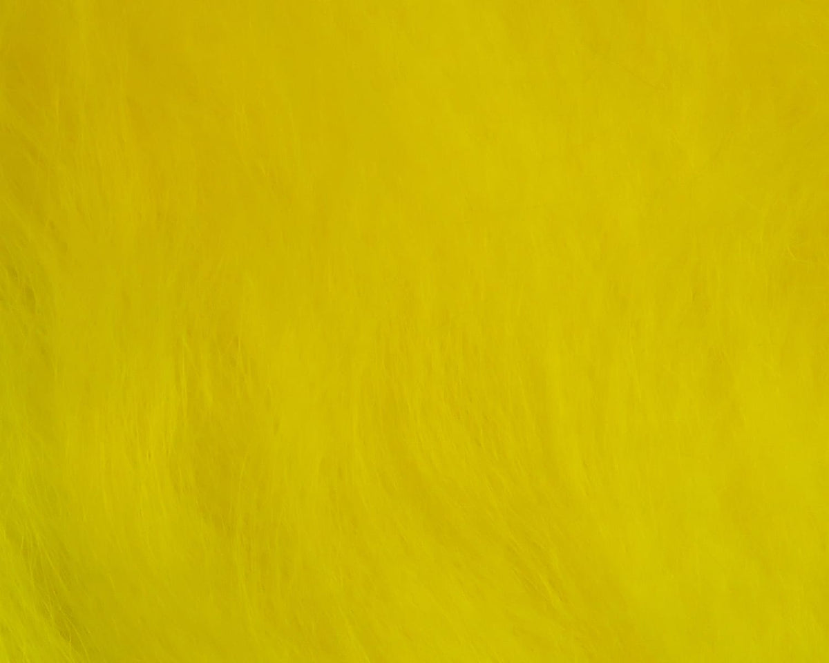 Long bright yellow Icelandic sheep hair fibers from Hareline, fluffy material for fly tying lures