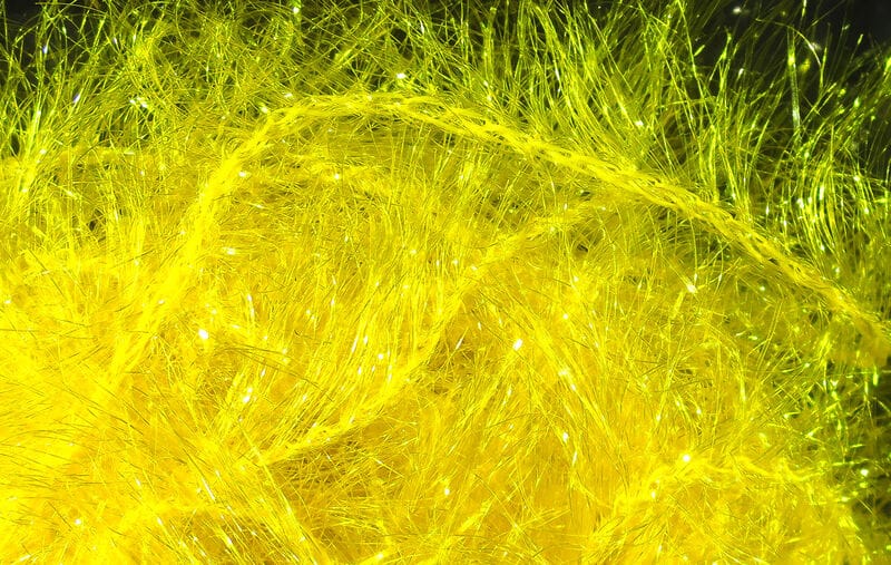Chartreuse Hareline Krystal Hackle sparkling synthetic fibers for fly tying, long shimmering tinsel strands