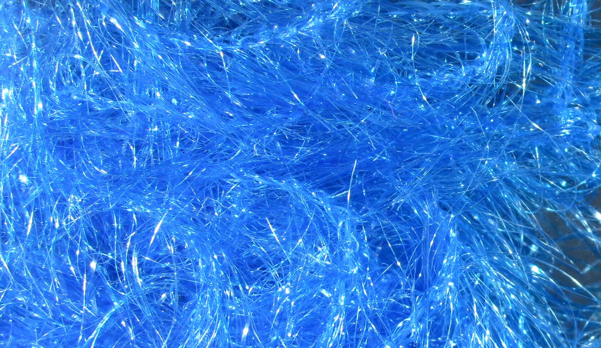 Hareline Krystal Hackle bright electric blue shimmering synthetic tinsel fibers for fly tying