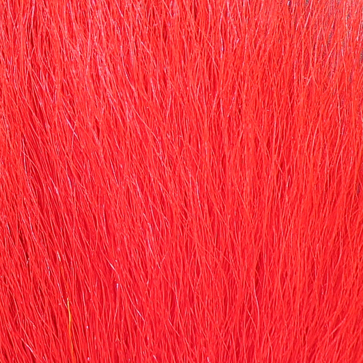 Bright red Hareline large northern bucktail hair, long silky fur strands for tying flies