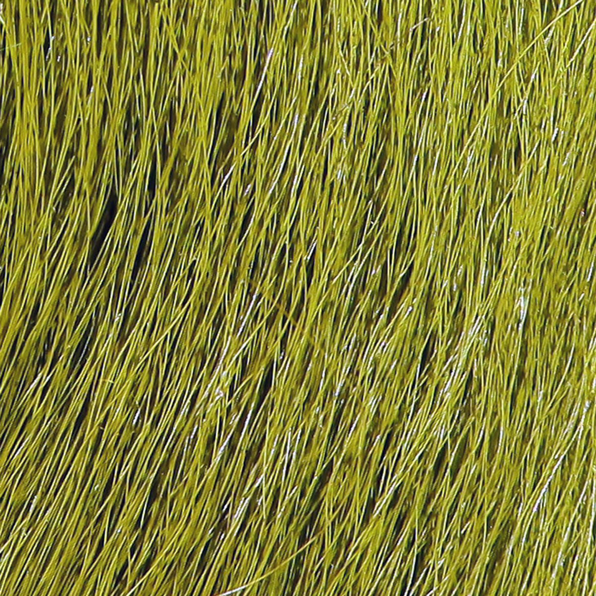 Olive green large Northern bucktail hair, long glossy coarse fibers for fly tying