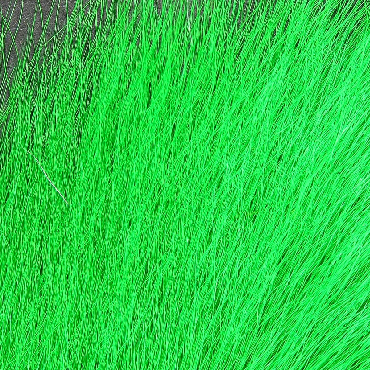 Neon green Hareline large Northern bucktail hair, long fine dyed deer fibers splayed for fly tying