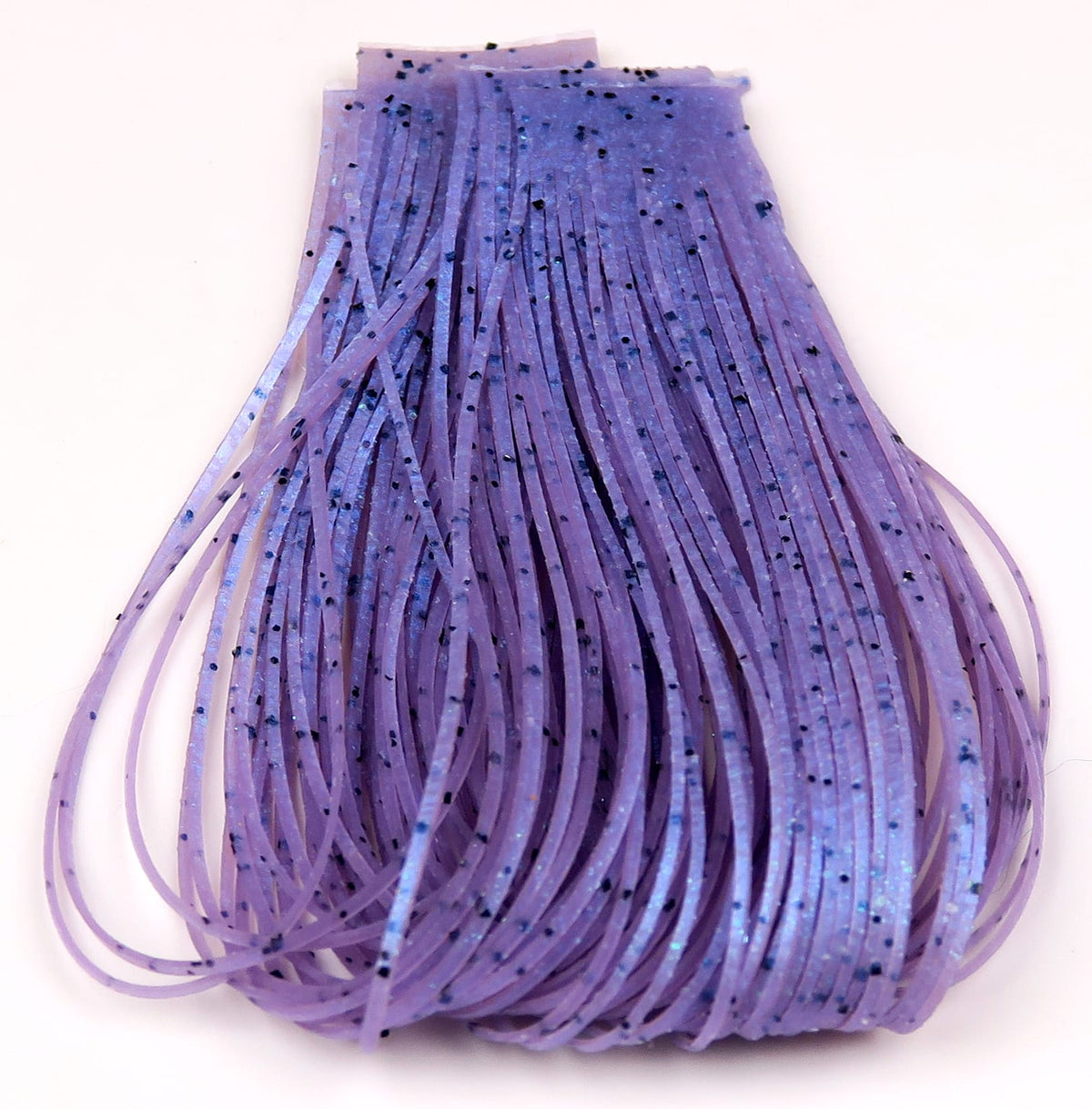 Hareline Loco Legs purple silicone rubber skirt, thin fringed strands with black flakes for fly tying and jigs