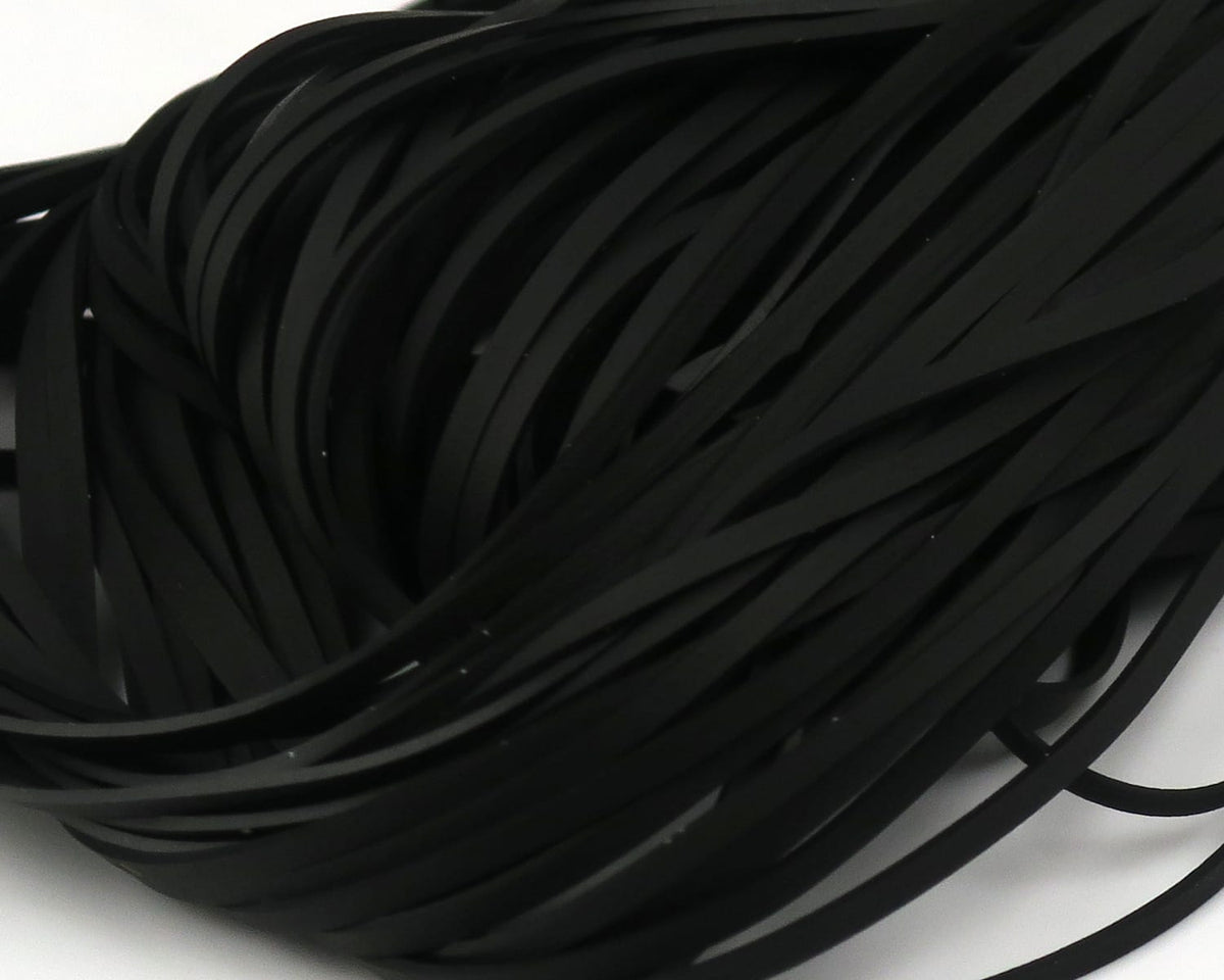 Hareline Magnum Predator Legs matte black flat rubber leg strips for fly tying, long flexible strands