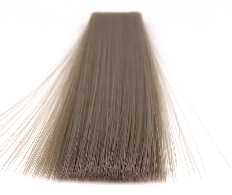 Hareline Mayfly Tails gray-olive synthetic hair bundle, flat fanned strip with tapered fibers for fly tying