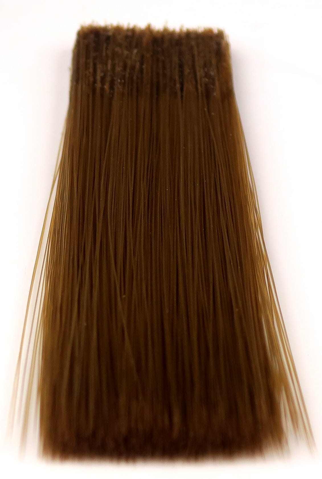 Brown synthetic mayfly tails bundle with straight fine hair-like fibers, trimmed blunt end for fly tying