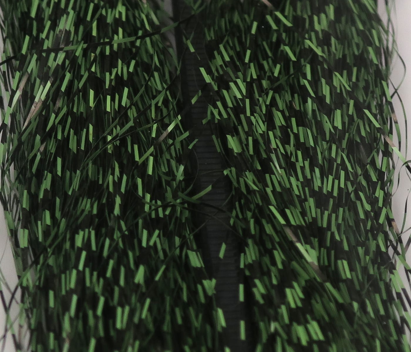 Hareline green and black micro-barred Voodoo synthetic fly tying fibers with reflective strips