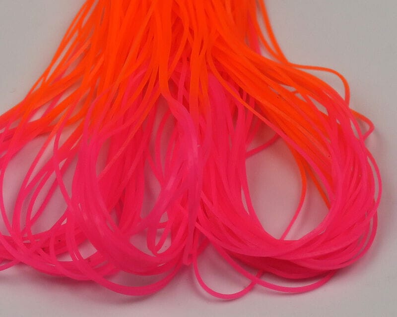 Hareline micro silicone legs neon orange and hot pink thin silicone strands for fly tying