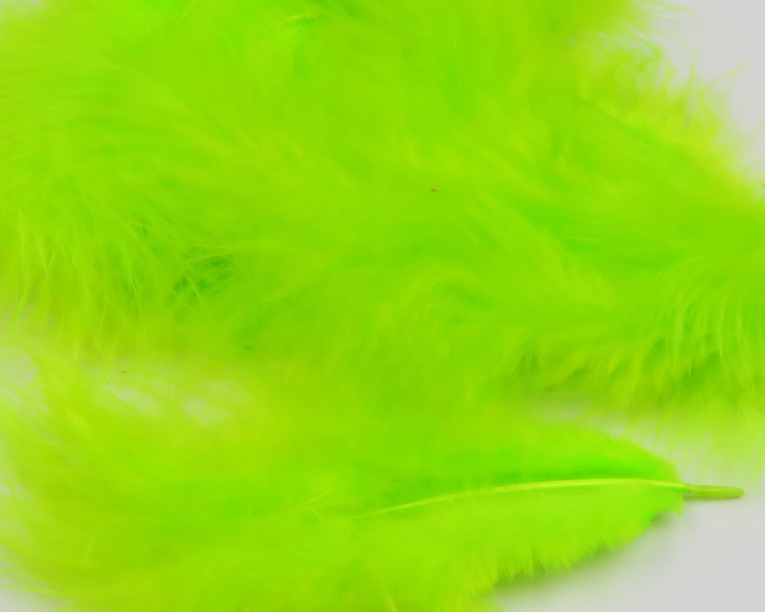 Hareline mini marabou feathers in bright chartreuse, soft fluffy plumes for fly tying