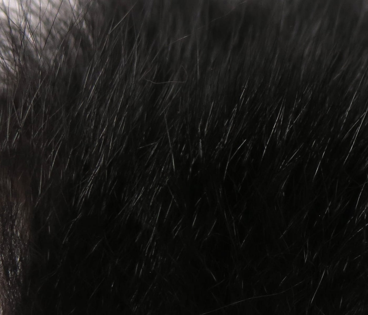 Black Ozzie possum fur with glossy long guard hairs and dense soft underfur for fly tying