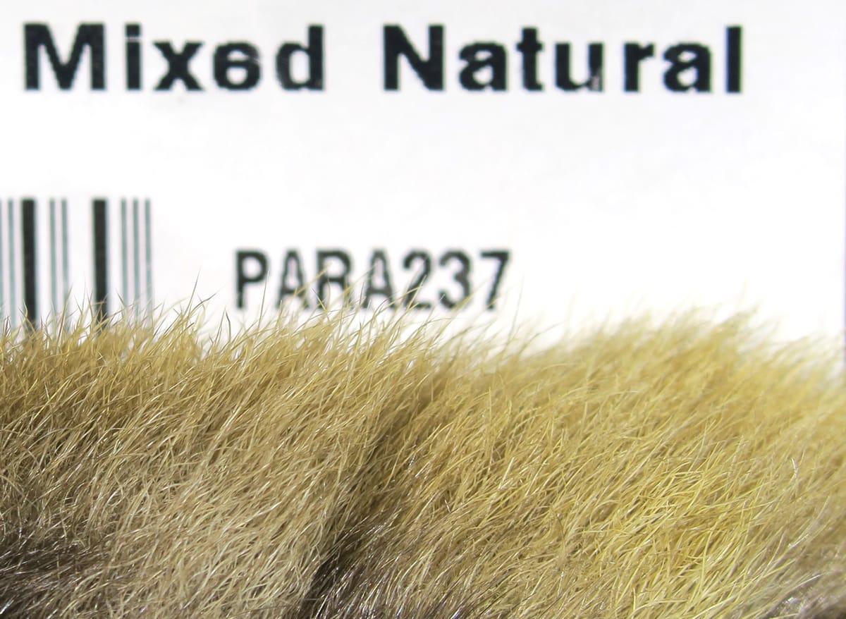Hareline Para Bunny Feet natural tan rabbit fur clump with fine, long hairs for fly tying