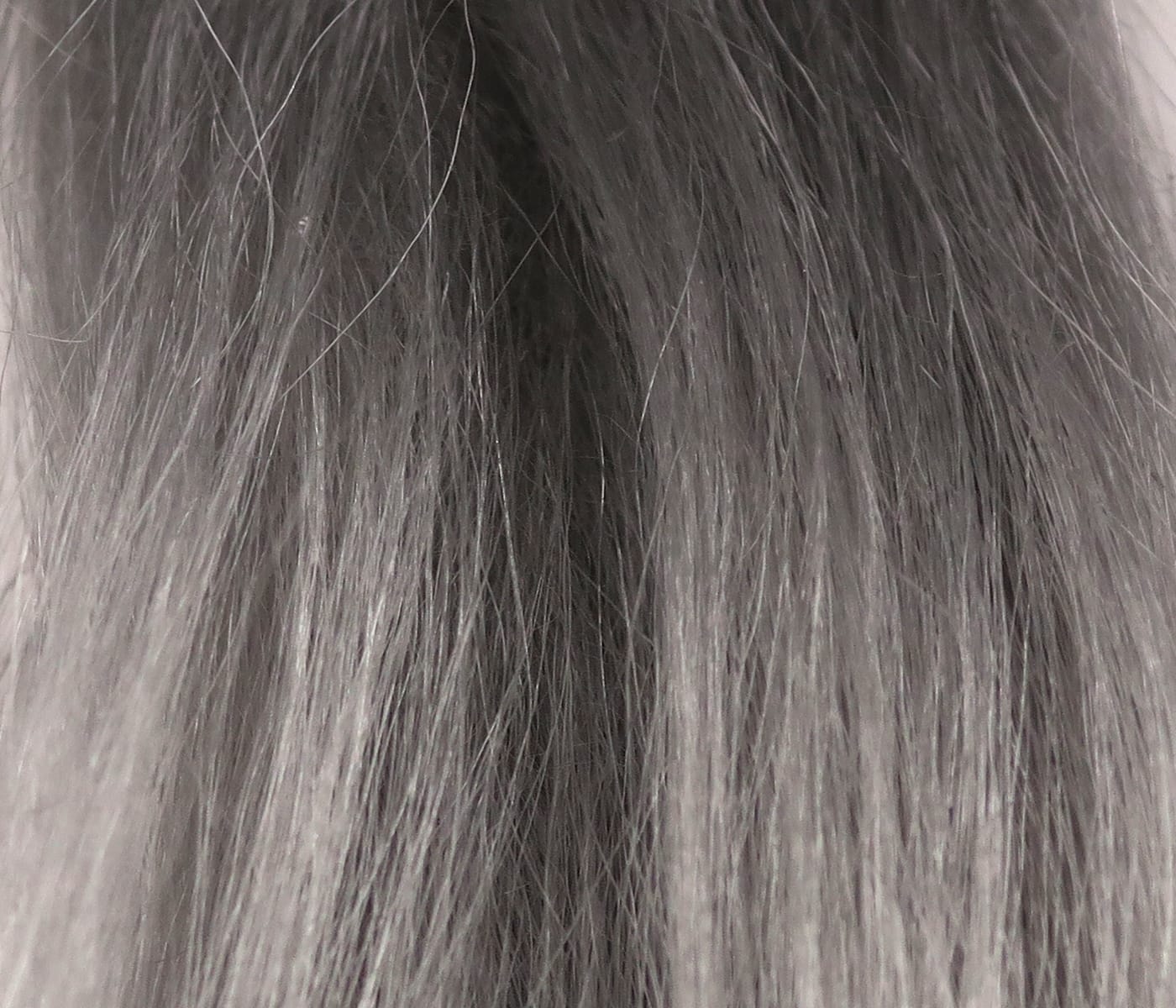 Hareline Polar goat hair bundle in soft gray with long silky fibers for fly tying