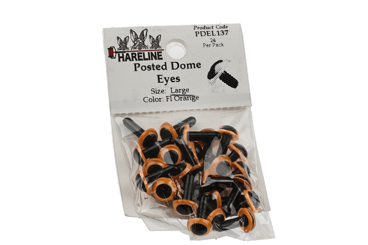 Hareline fly tying posted dome eyes pack with black plastic posts and fluorescent orange rings