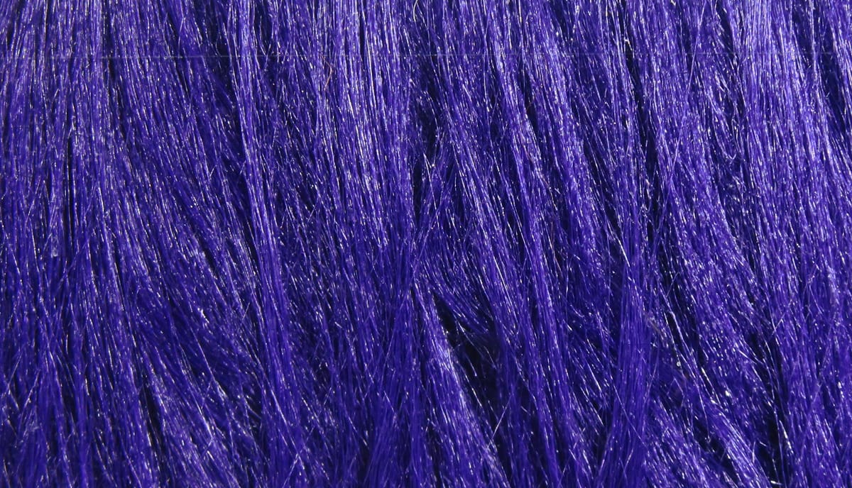 Purple Hareline Pseudo Hair synthetic fly-tying fibers, glossy long strands with shimmer