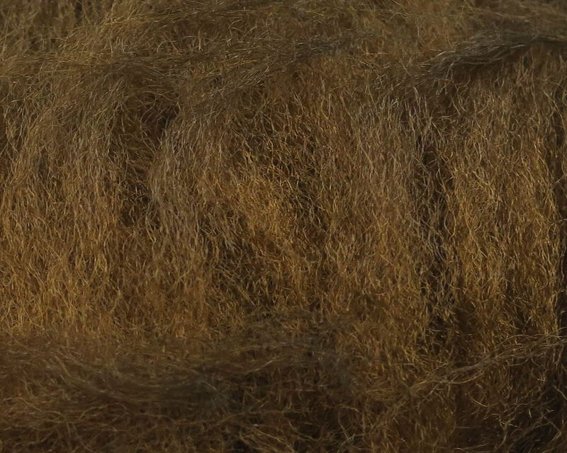 Natural brown Hareline rams wool with coarse, fluffy fibers for fly tying and dubbing